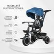 Tricicleta pliabila multifunctionala Coccolle Venti, Roti cauciuc, Maner reglabil, Scaun rotativ, Pozitie de somn, centuri siguranta, Suporti picioruse, 2 Cosuri depozitare, 1-5 ani, Navy Blue