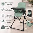 Scaun de masa pentru copii Coccolle Miso, Tavita detasabila, Pliabil la buton, Sezut cu spatiu generos, Material lavabil, Pana la 15 kg, Emerald Green