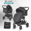 Carucior modular 4in1 Coccolle Serry Jet Black cu Scoica auto iSize Coccolle Rilax Black si Baza isofix iSize Coccolle Rilax