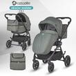 Carucior modular 4in1 Coccolle Serry Moss Green cu Scoica auto iSize Coccolle Rilax Greystone si Baza isofix iSize Coccolle Rilax