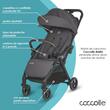 Carucior sport cu pliere compacta automata Coccolle Arella, Cadru aluminiu, Roti detasabile, Spatar reglabil, Protectie UV, Copertina extensibila, Ventilatie, Sarcina maxima 22 kg, Dark Pearl