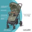 Carucior sport cu pliere automata si pozitie de somn Coccolle Finley, Roti mari detasabile, Spatar reglabil, Protectie UV, Copertina XXL extensibila cu ventilatie, Husa picioruse, Moss Green