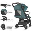 Carucior sport cu pliere compacta automata Coccolle Arella, Cadru aluminiu, Roti detasabile, Spatar reglabil, Protectie UV, Copertina extensibila, Ventilatie, Sarcina maxima 22 kg, Emerald Green