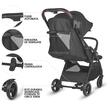 Carucior sport cu pliere compacta automata Coccolle Arella, Cadru aluminiu, Roti detasabile, Spatar reglabil, Protectie UV, Copertina extensibila, Ventilatie, Sarcina maxima 22 kg, Jet Black