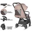Carucior sport cu pliere compacta automata Coccolle Arella, Cadru aluminiu, Roti detasabile, Spatar reglabil, Protectie UV, Copertina extensibila, Ventilatie, Sarcina maxima 22 kg, Sand Beige
