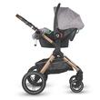 Carucior transformabil 3 in 1 Coccolle Melora, Cadru aluminiu, Roti mari, Pliere compacta, Maner ajustabil, Cos auto iSize, Geanta mama, Husa picioruse, Husa ploaie, Plasa insecte, Moonlit Grey