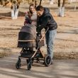 Carucior transformabil 3 in 1 Coccolle Melora, Cadru aluminiu, Roti mari, Pliere compacta, Maner ajustabil, Cos auto iSize, Geanta mama, Husa picioruse, Husa ploaie, Plasa insecte, Moonlit Grey