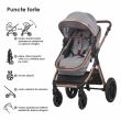 Carucior transformabil 3 in 1 Coccolle Melora, Cadru aluminiu, Roti mari, Pliere compacta, Maner ajustabil, Cos auto iSize, Geanta mama, Husa picioruse, Husa ploaie, Plasa insecte, Moonlit Grey