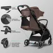Carucior sport cu pliere compacta automata Coccolle Arella, Cadru aluminiu, Roti detasabile, Spatar reglabil, Protectie UV, Copertina extensibila, Ventilatie, Sarcina maxima 22 kg, Coffee Brown
