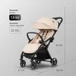 Carucior sport cu pliere compacta automata Coccolle Arella, Cadru aluminiu, Roti detasabile, Spatar reglabil, Protectie UV, Copertina extensibila, Ventilatie, Sarcina maxima 22 kg, Sand Beige