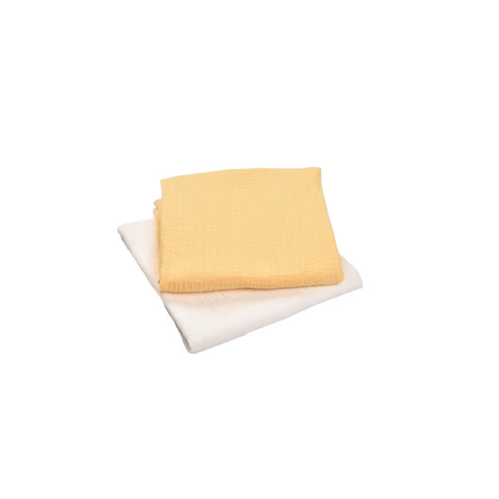Set 2 museline bumbac organic 100% galben si alb