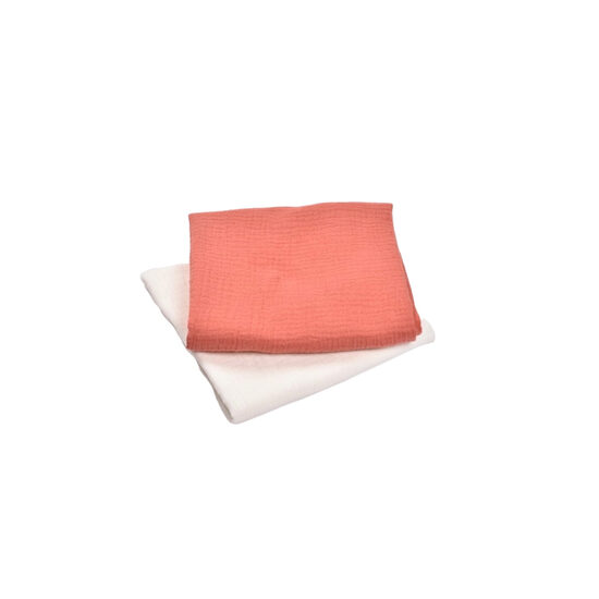 Set 2 museline bumbac organic 100% alb si roz inchis