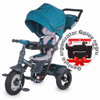 Tricicleta multifunctionala Coccolle Giro Plus Albastru+Gentuta-organizator QPlay Negru