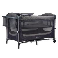 Patut pliabil multifunctional Coccolle Insieme Co Sleeper cu laterala culisanta si 2 niveluri de inaltime, Sistem atasare la somiera patului de adult, Masa infasat, Roti cu frana, Usita cu fermoar, Geanta transport, 120x60 cm, Greystone