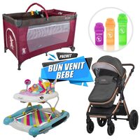 Pachet bun venit bebe Coccolle Melora Diamond black + Siesta roz + Unicorn + Twistshake (180ml,260ml,330ml) 
