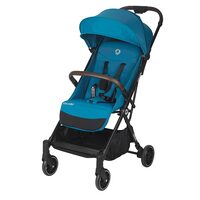 Carucior sport Autofold Coccolle Melia, Cadru aluminiu anodizat, Copertina XXL cu protectie UV 50+, Garda la sol mare, pozitie verticala dupa pliere, certificat pana la 22 kg, Deep Turquoise