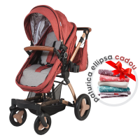 Carucior transformabil 3 in 1 Coccolle Ambra Caramiziu+paturica Ellipsa Kaki
