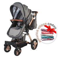 Carucior transformabil 3 in 1 Coccolle Ambra Gri+paturica Ellipsa albastra