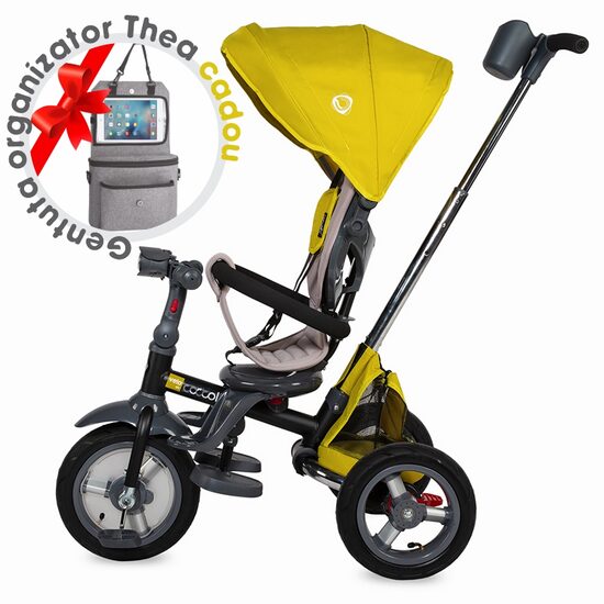 Tricicleta multifunctionala 4in1 cu sezut reversibil Coccolle Velo Air Mustar+Gentuta-organizator multifunctional Coccolle Thea (CADOU)