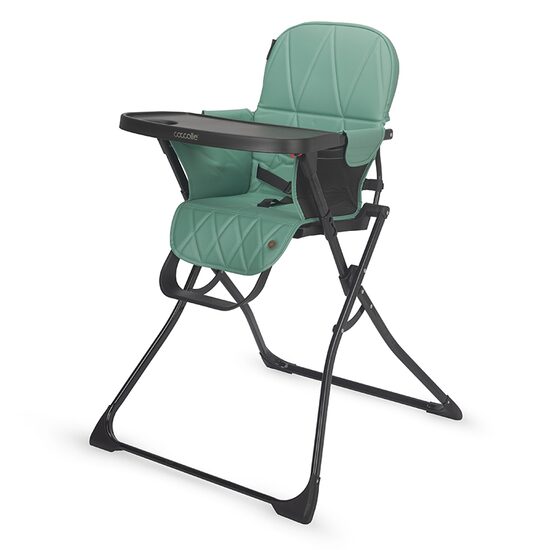 Scaun de masa pentru copii Coccolle Miso, Tavita detasabila, Pliabil la buton, Sezut cu spatiu generos, Material lavabil, Pana la 15 kg, Emerald Green