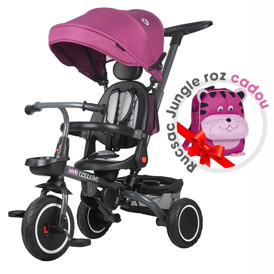 Tricicleta multifunctionala Coccolle Venti Magenta+Rucsac Jungle Roz CADOU