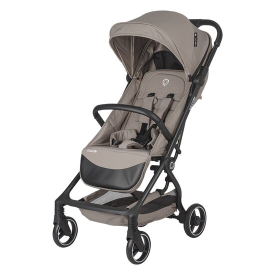 Carucior sport Coccolle Sierra cu pliere Automata ultracompacta, compatibil IATA pentru bagaj mana avion, Cadru aluminiu, Pozitie somn, Copertina extensibila, Husa insecte, Taupe Brown
