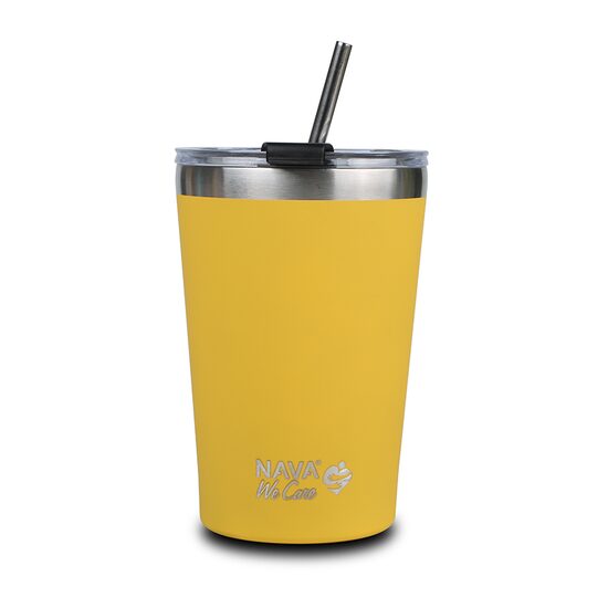 Cana termoizolanta cu pai Nava 450 ml galben