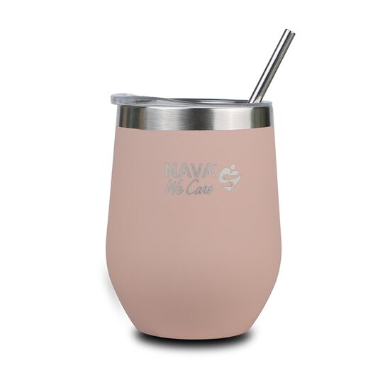 Cana termoizolanta cu pai Nava 360 ml roz