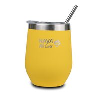 Cana termoizolanta cu pai Nava 360 ml galben