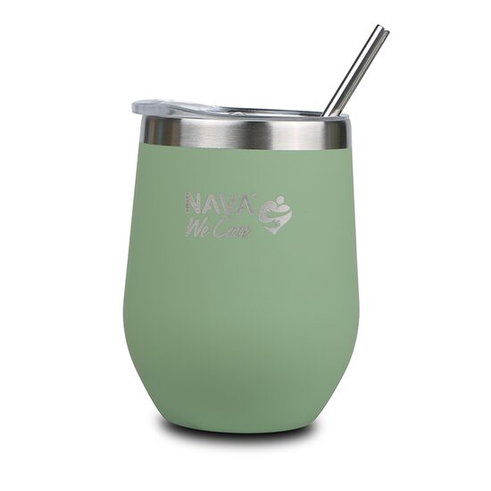 Cana termoizolanta cu pai Nava 360 ml verde