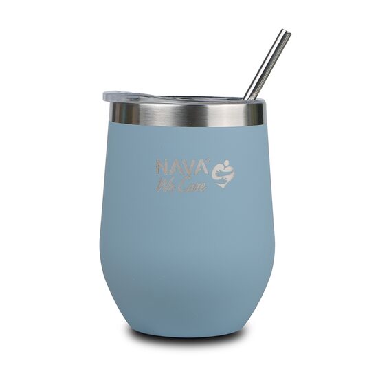 Cana termoizolanta cu pai Nava 360 ml albastru
