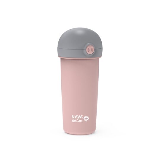Sticla de plastic cu pai Nava 380 ml roz