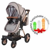 Carucior transformabil 3 in 1 Coccolle Ambra Rose Gold+cadou set biberoane Twistshake