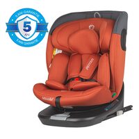 Scaun auto rotativ cu Isofix Coccolle Atira iSize R129, 40-150 cm, 0-36 kg, Top Tether, Centuri in 5 puncte, Pozitie de somn, Tetiera reglabila, Carcasa ranforsata, Spuma de memorie, Cinnamon Brown