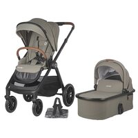 Carucior modular 2 in 1 Coccolle Aspen Premium Line, Pliabil, Roti detasabile, Suspensii, Spatar reglabil, Copertina XXL, Husa de picioruse si ploaie, Standard de siguranta EN 1888, Sand Beige