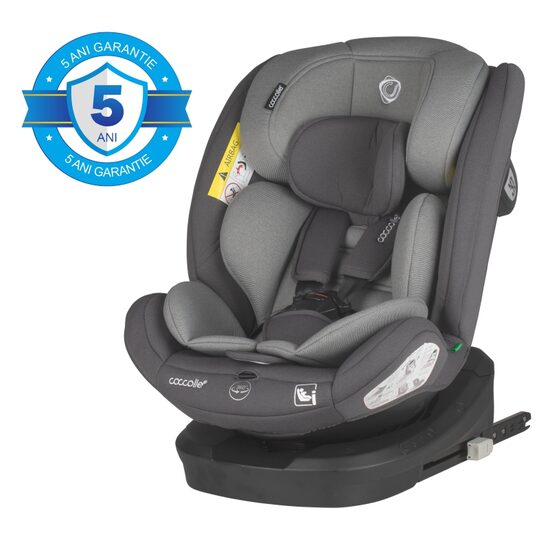 Scaun auto cu Isofix Coccolle Nyota iSize, Rotire 360° cu o singura mana, Tetiera reglabila, Husa detasabila, Sistem antibasculare, Pozitie somn, 40-150 cm, 0-12 ani, Omologat R129, Diamond black