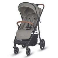 Carucior sport cu pliere automata si pozitie de somn Coccolle Finley, Roti mari detasabile, Spatar reglabil, Protectie UV, Copertina XXL extensibila cu ventilatie, Husa picioruse, Sand Beige-Grey