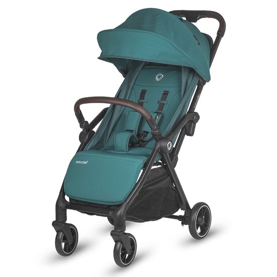 Carucior sport cu pliere compacta automata Coccolle Arella, Cadru aluminiu, Roti detasabile, Spatar reglabil, Protectie UV, Copertina extensibila, Ventilatie, Sarcina maxima 22 kg, Emerald Green