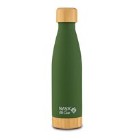 Sticla din otel inoxidabil si bambus "We care" verde, 500ml