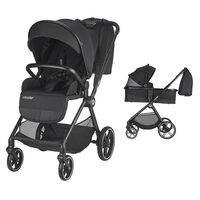Carucior 2in1 Coccolle Lissia Premium Line, Roti mari, Cadru aluminiu anodizat, Copertina XXL, Maner telescopic, Rucsac, Husa ploaie, Husa picioruse, Landou tratat anti-bacterian, Anthracite