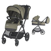 Carucior 2in1 Coccolle Lissia Premium Line, Roti mari, Cadru aluminiu anodizat, Copertina XXL, Maner telescopic, Rucsac, Husa ploaie, Husa picioruse, Landou tratat anti-bacterian, Moss Green