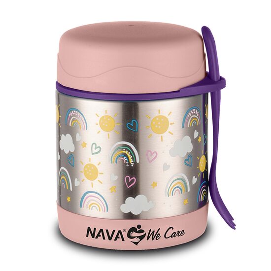 Caserola rotunda din otel inoxidabil, Nava We care, sunshine pink, 350ml