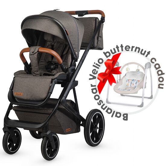 Carucior modular 2in1 Coccolle Nessia Anthracite+Balansoar bebelusi Coccolle Velio Butternut