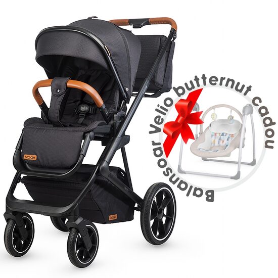 Carucior modular 2in1 Coccolle Nessia Diamond black+Balansoar bebelusi Coccolle Velio Butternut