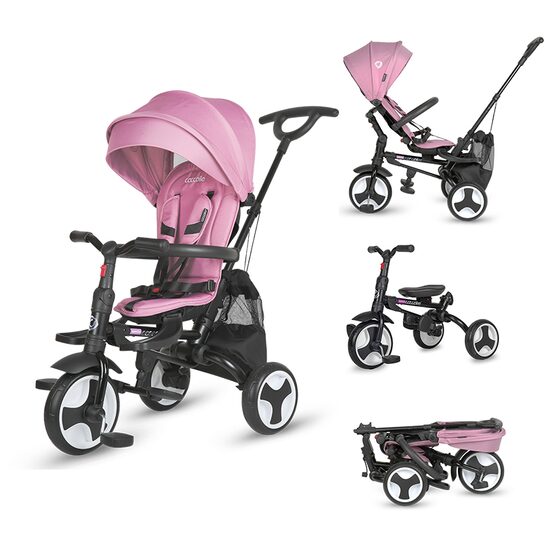 Tricicleta ultrapliabila Coccolle Spectra Plus Premium Line, Scaun reversibil, Copertina XXL, Cos accesorii, 2 seturi suport picioruse, Sistem roata libera, Roti cauciuc EVA, Orchid Violet