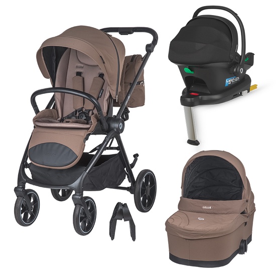 Carucior modular 4in1 Coccolle Serry Light Taupe cu Scoica auto iSize Coccolle Knox Black si Baza isofix iSize Coccolle Knox
