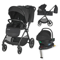 Carucior modular 4in1 Coccolle Lissia Anthracite cu Scoica auto iSize Coccolle Knox Black si Baza isofix iSize Coccolle Knox