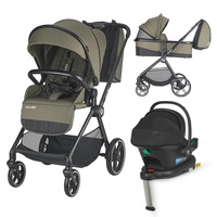 Carucior modular 4in1 Coccolle Lissia Moss green cu Scoica auto iSize Coccolle Knox Black si Baza isofix iSize Coccolle Knox