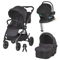 Carucior modular 4in1 Coccolle Serry Jet black cu Scoica auto iSize Coccolle Knox Black si Baza isofix iSize Coccolle Knox