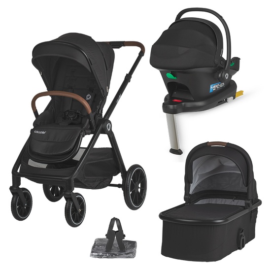 Sistem modular 4in1 Coccolle Aspen Jet Black cu Scoica auto iSize Coccolle Knox Black si Baza isofix iSize Coccolle Knox